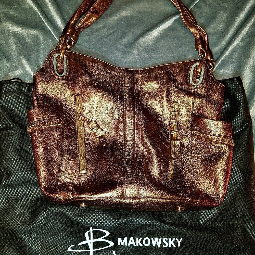 Makowsky bronze colored leather purse